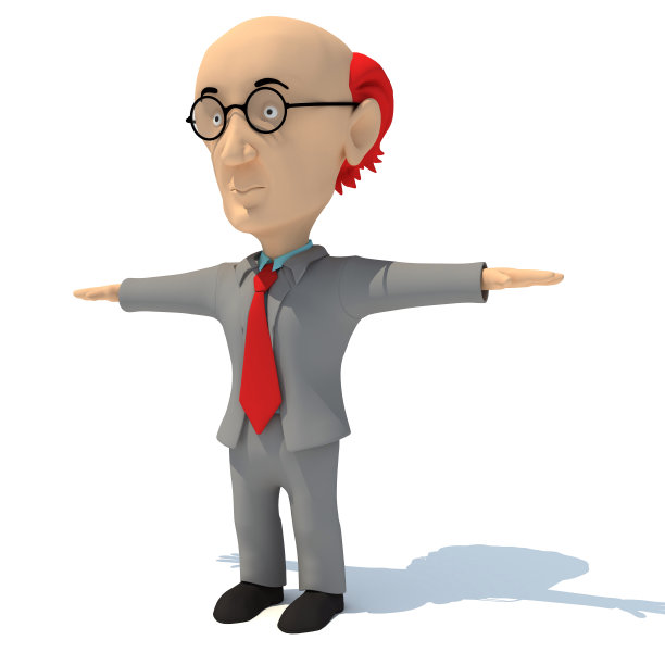 3D卡通风格的老人3D渲染在白色背景图片下载