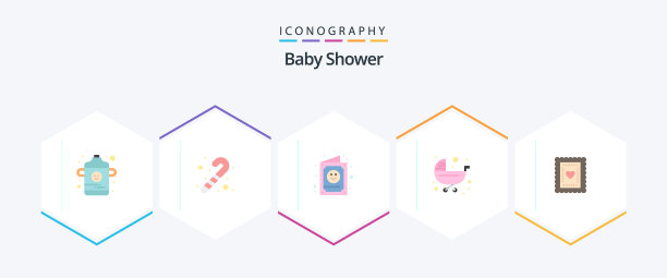 婴儿淋浴25平图标包包括饼干图片下载