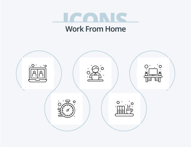 工作从家线图标包5个图标设计工作图片下载