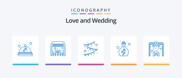 婚礼蓝色5图标包包括拱门研究图片下载
