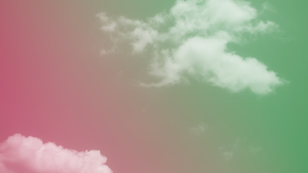 绿色粉红色和云天空粉彩背景，壁纸彩虹色，卡片或海报甜美的渐变背景，添加文本或产品演示，热带暑假旅行的自由空间图片下载