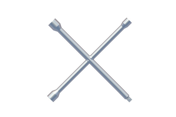 十字轮扳手孤立在白色背景上。汽车工具。前视图。三维渲染图片下载