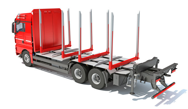 林业伐木卡车三维渲染在白色背景图片下载