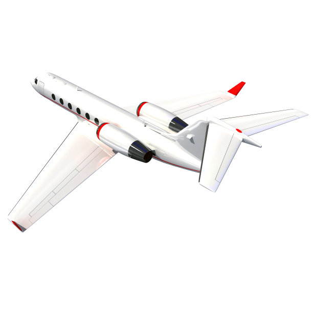飞机三维渲染在白色背景图片下载