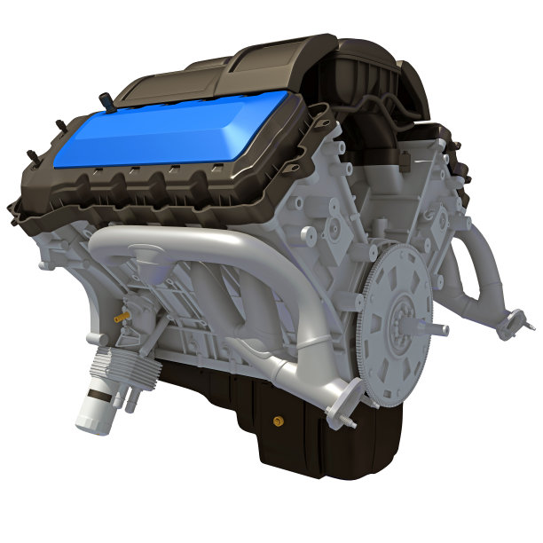 V8引擎在白色背景上的3D渲染图片下载