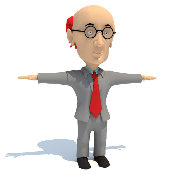 3D卡通风格的老人3D渲染在白色背景图片下载