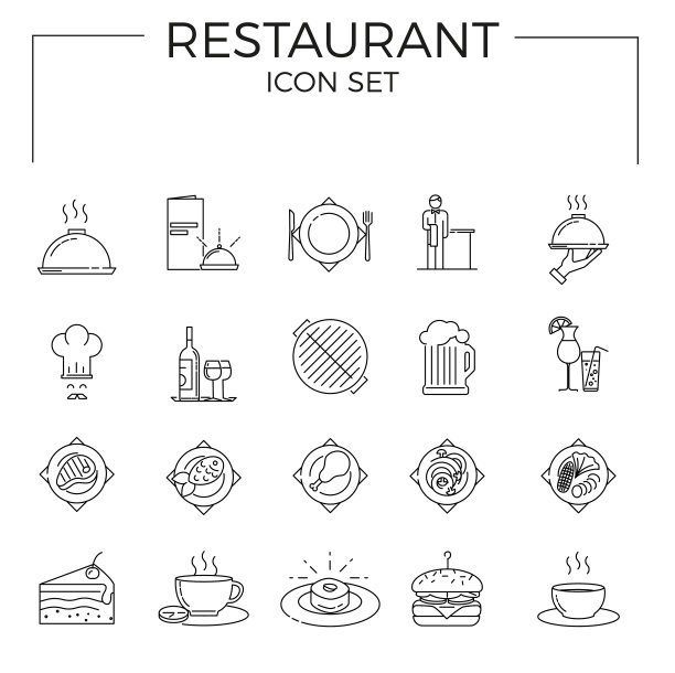 餐厅图标集。图片下载