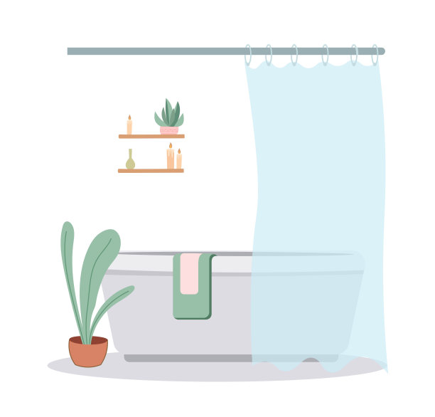 带窗帘的浴室概念图片下载