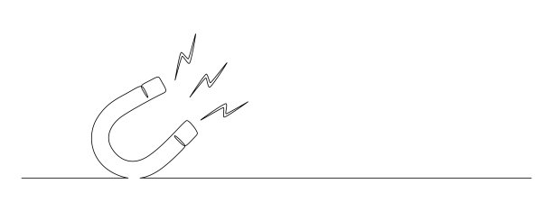 磁体连续画线一次。客户和人才吸引概念在简单的线性风格。符号的人力资源招聘和招聘编辑笔画。涂鸦矢量插图图片下载