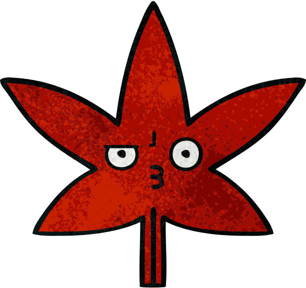 复古的垃圾质感卡通秋叶图片下载