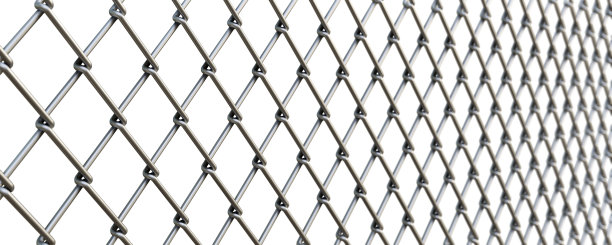 金属链环围栏隔离在白色背景与修剪路径。三维演示图片下载