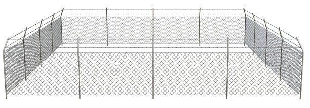 金属链围栏和铁丝网隔离在白色背景与修剪路径。三维演示图片下载