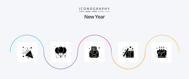 新年符号5图标包包括蜡烛图片下载