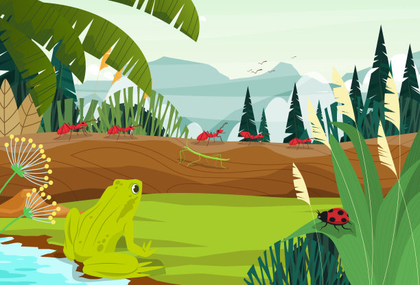 森林里的一群动物图片下载