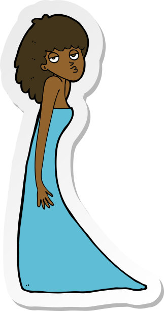 一个卡通女人拉照片脸贴纸图片下载