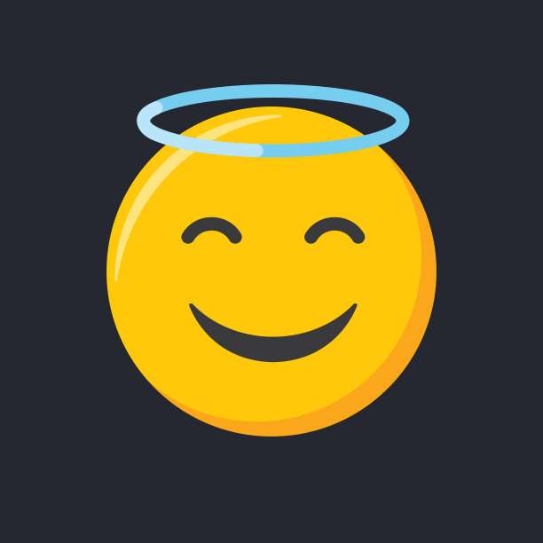 Emoji图标。快乐和微笑的脸庞，天使表情矢量插图图片下载