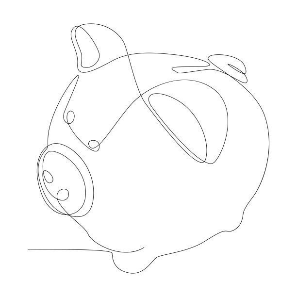 一个连续的储蓄罐。细线插图矢量概念。轮廓图创意。图片下载