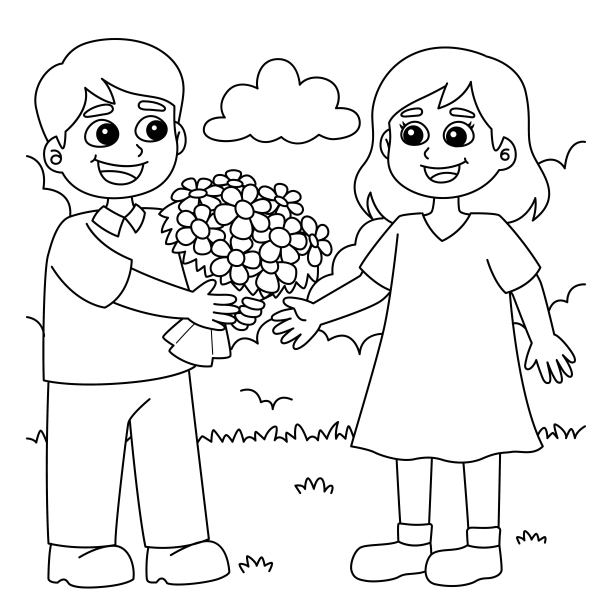 情人节情侣填色页图片下载