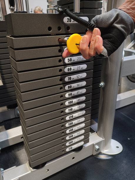 健身房机器上的重量板，具有透视效果。图片下载