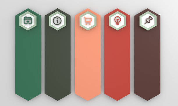 具有5个选项或步骤的业务信息图表模板。带线图标的六边形，流程图。图片下载