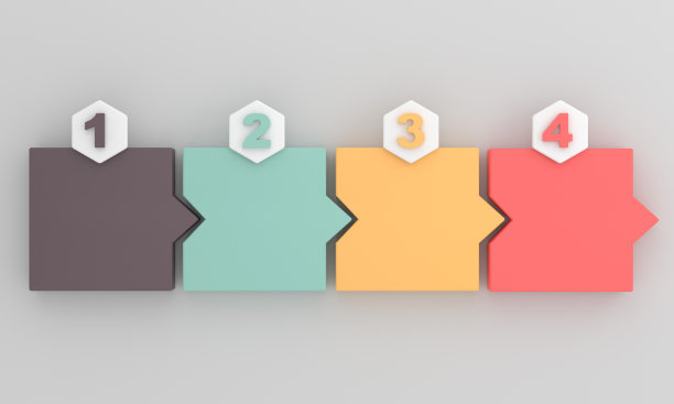 业务流程。时间轴信息图表平方与4步，选项。图片下载