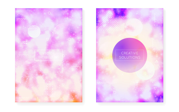 最小的形状。光彩虹模板。魔法屏幕上。潮人的背景。数字流体。孟菲斯点。科学传单。紫色闪亮设计。蓝色最小形状图片下载