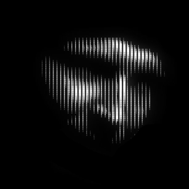 摘要人脸剪影插图在半色调电视屏幕像素图案图片下载