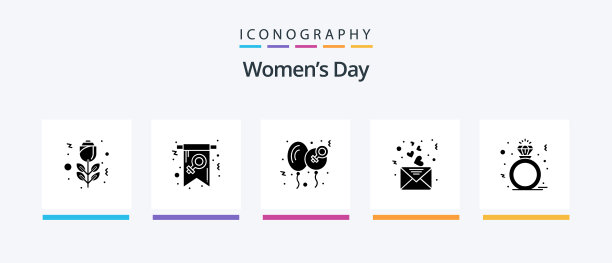 妇女节字形5图标包包括邮件心图片下载