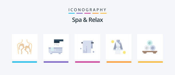 水疗和放松平5图标包，包括水疗袍图片下载