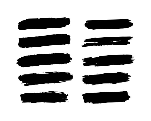 黑色笔刷笔画横幅模板集合。垃圾设计元素。长文本框。肮脏的苦恼纹理横幅。图片下载
