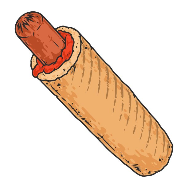 开胃热狗彩色复古贴纸图片下载