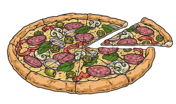 奶酪披萨复古彩色标志图片下载