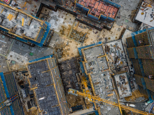 住宅建筑工地鸟瞰图图片下载