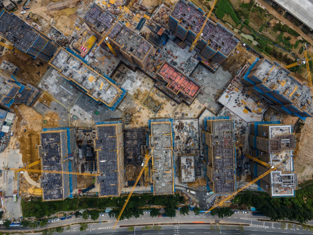 正在施工的工地鸟瞰图图片下载