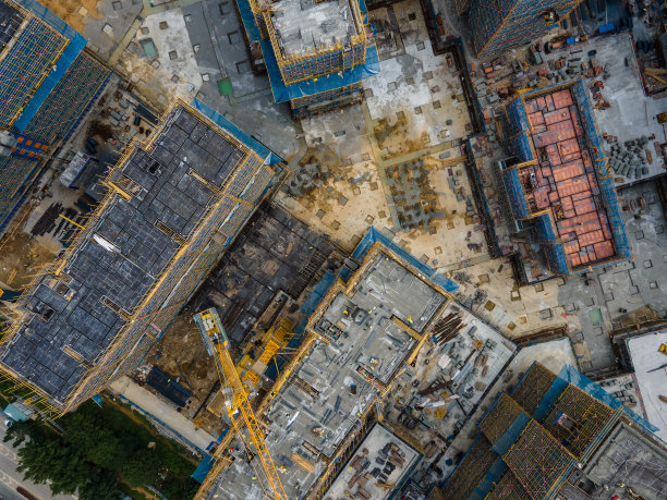 正在施工的工地鸟瞰图图片下载