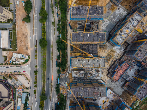 正在施工的工地鸟瞰图图片下载