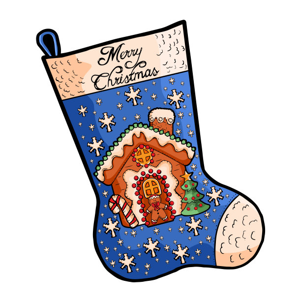 矢量卡通可爱的圣诞袜子插图孤立图片下载