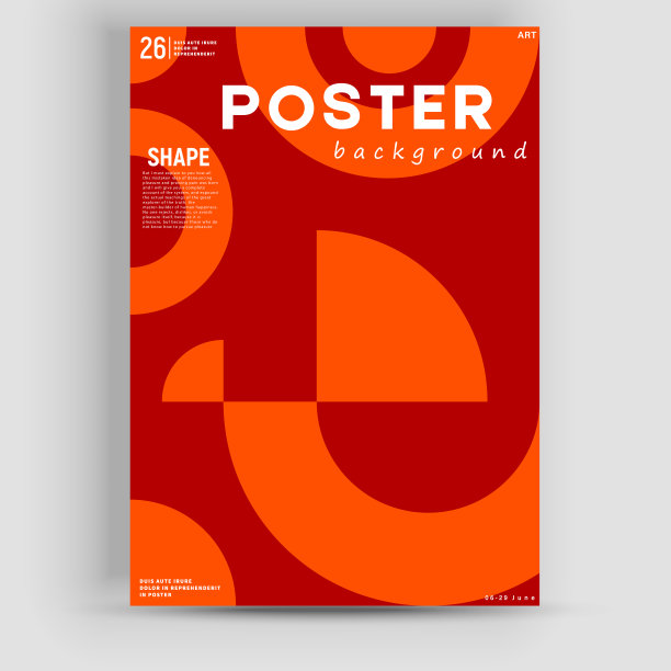 包豪斯启发平面设计海报模型创建矢量抽象元素，线条和大胆的几何形状。图片下载