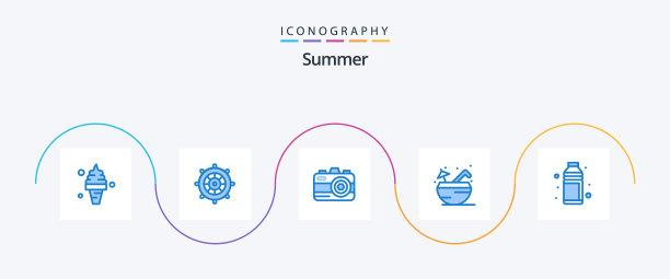 夏天蓝色5图标包包括海滩夏天图片下载