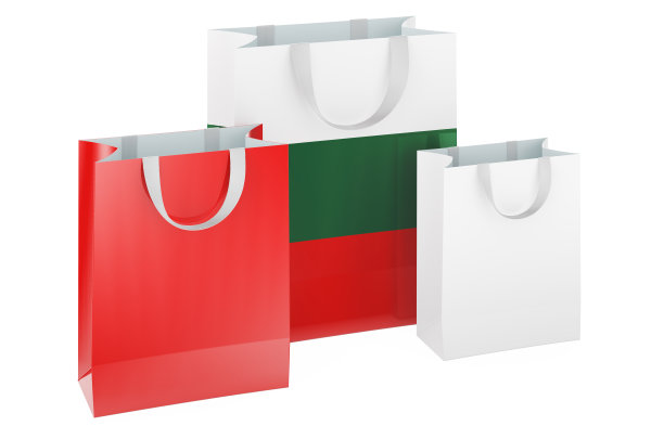 有保加利亚国旗的购物袋。在保加利亚购物，概念。三维渲染图片下载