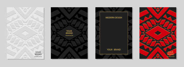 封面集，垂直模板。收集浮雕几何背景与3D模式，压纸。东方，亚洲，印度，墨西哥的原始纹理。种族波西米亚图案。图片下载
