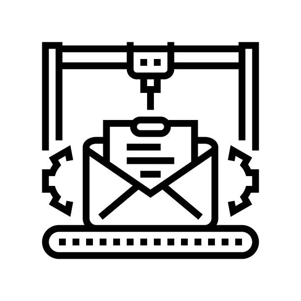 自动电子邮件营销线图标矢量插图图片下载