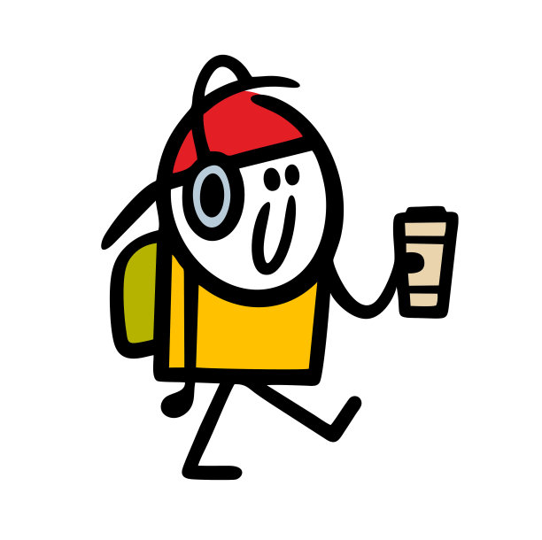 现代涂鸦少年步行咖啡杯和听音乐通过耳机。图片下载