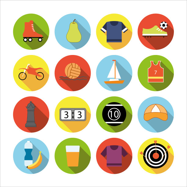 一套扁平的运动图标图片下载