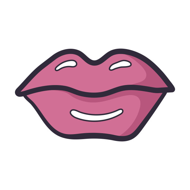 粉红色，性感的女性嘴唇一吻，美丽的嘴唇，美女，粉色的口红，化妆品。时尚，流行艺术，80年代90年代的复古风格孤立在白色背景上。剪辑艺术。矢量插图。图片下载