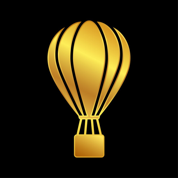 热气球图标在金色，热气球图片下载