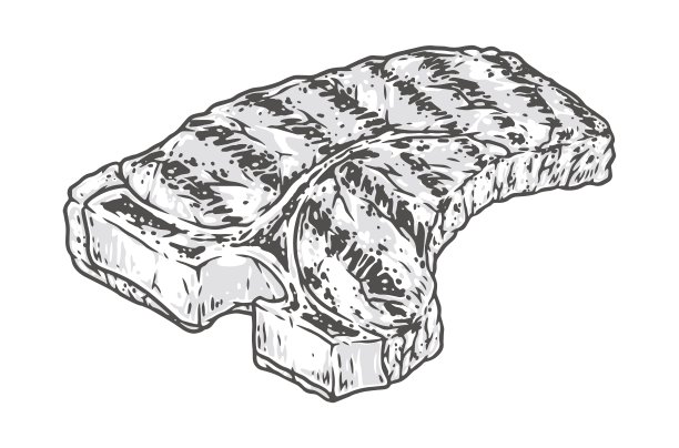 Tee-bone烧烤复古贴纸单色图片下载