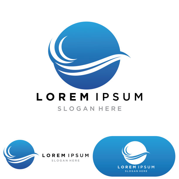 水波标志模板图标矢量插图设计。圆形波图片下载
