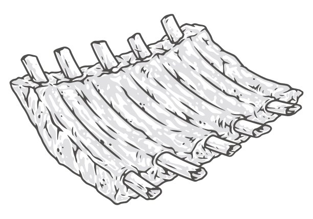 牛肋排的复古标签单色图片下载