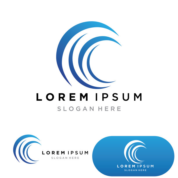 水波标志模板图标矢量插图设计。圆形波图片下载